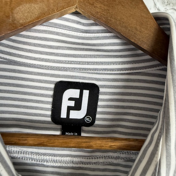 FootJoy FJ x Blackstone GC Gray Striped Performance Golf Polo Mens XL Stretch - Picture 3 of 7